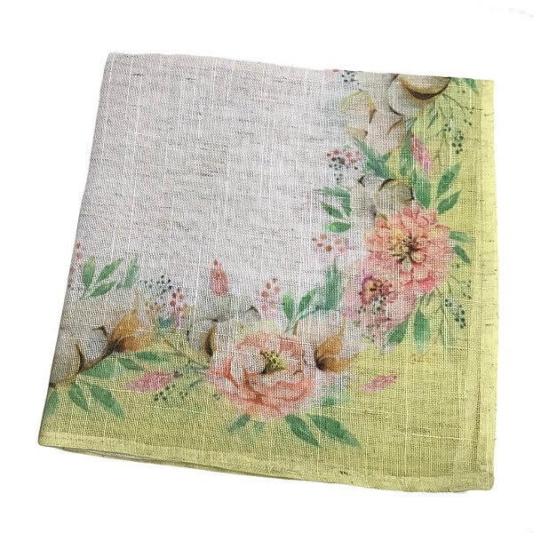 GUARDANAPO DE PÁSCOA LINHO OFF WHITE DETALHES EM AMARELO