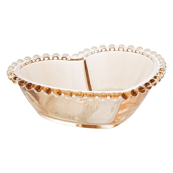 CONJUNTO 2 BOWL CRISTAL CORAÇÃO PEARL ÂMBAR 15cm