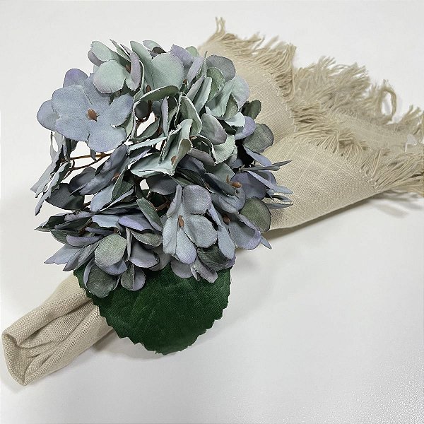 CONJUNTO 4 ANÉIS PARA GUARDANAPOS HORTÊNCIA  AZUL