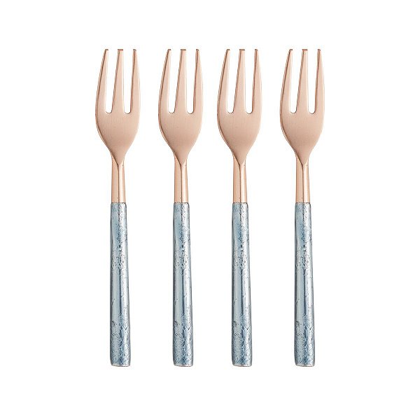 CONJUNTO 4 GARFOS AÇO INOX PARA MESA TURIM ROSE/AZUL