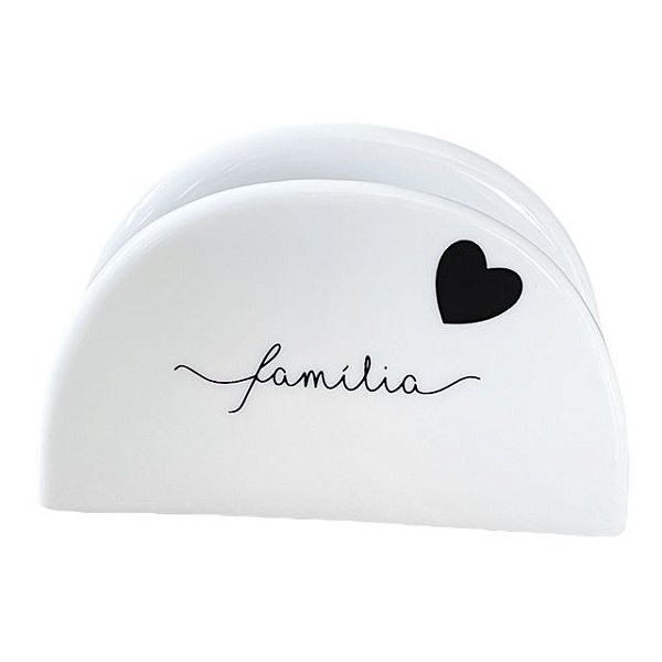 PORTA GUARDANAPO  PORCELANA FAMÍLIA CORAÇÃO PRETO