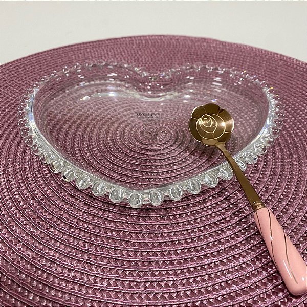 PRATO CRISTAL DE CHUMBO CORAÇÃO PEARL 20cm