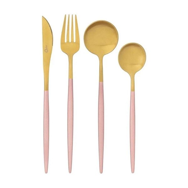 CONJUNTO 4 TALHERES  DOURADO E ROSE