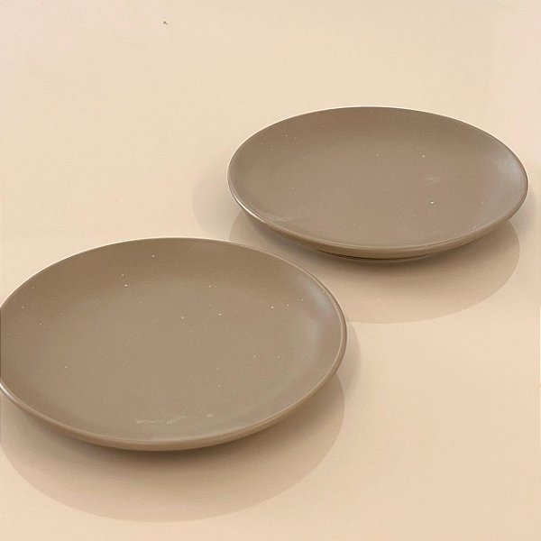 CONJUNTO 2 PRATOS DE SOBREMESA GRANILITE CINZA