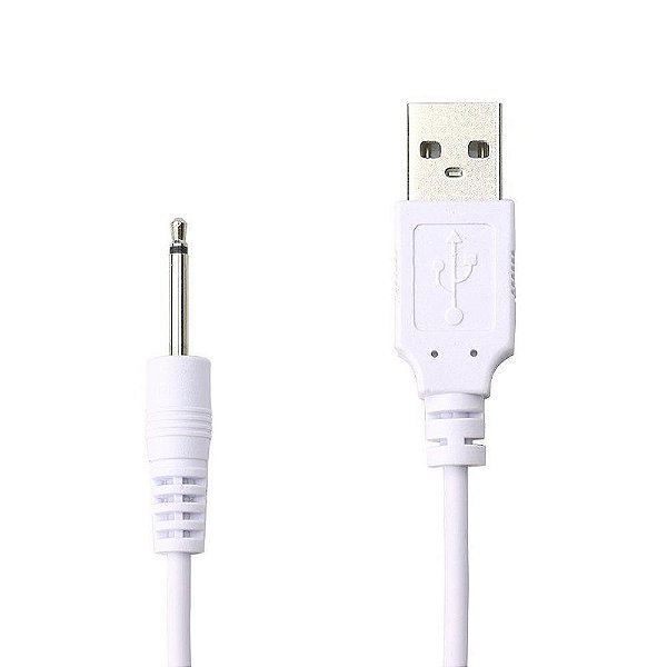 Cabo Carregador USB Pino Fino P1 2,5 mm Branco - 75 cm