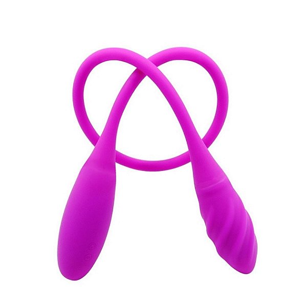 Vibrador casal recarregável com ponta dupla