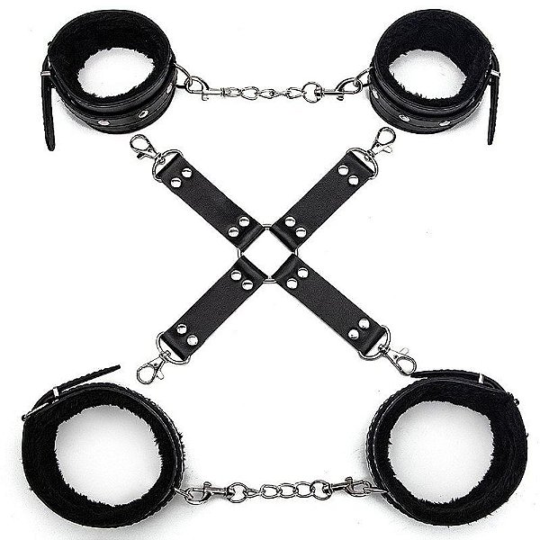 Kit bondage com algemas e tornozeleiras
