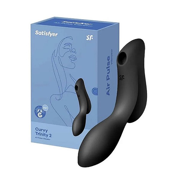 Satisfyer Curvy Trinity 2 Vibrador Ponto G e Clitóris Preto - Recarregável