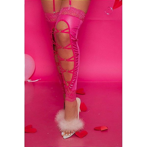 Meia aberta pink