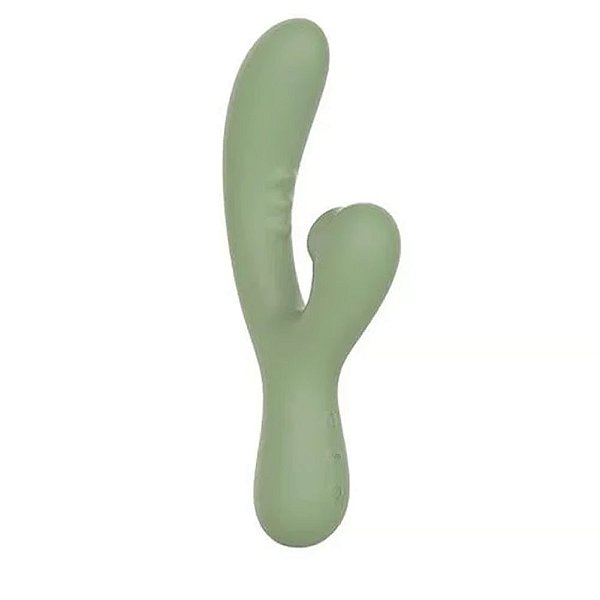 Oasis Vibrador Ponto G com Estimulador Clitoriano Verde - Recarregável