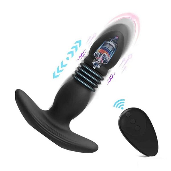 Plug Anal com Vai e Vem e Controle Recarregável