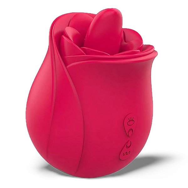 Estimulador clitoriano em formato de flor com língua - Recarregável