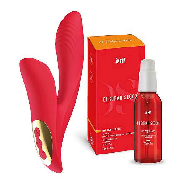 Kit Vibrador Duplo 2 em 1 ╸Recarregável + Lubrificante Deborah Secco