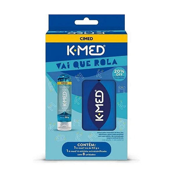 Kit K-Med Lubrificante K-Med Ice 50g + K-misinha Extralubrificada 8un