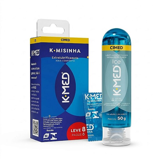 Kit K-Med Lubrificante K-Med Ice 50g + K-misinha Extra Lubrificada 8un