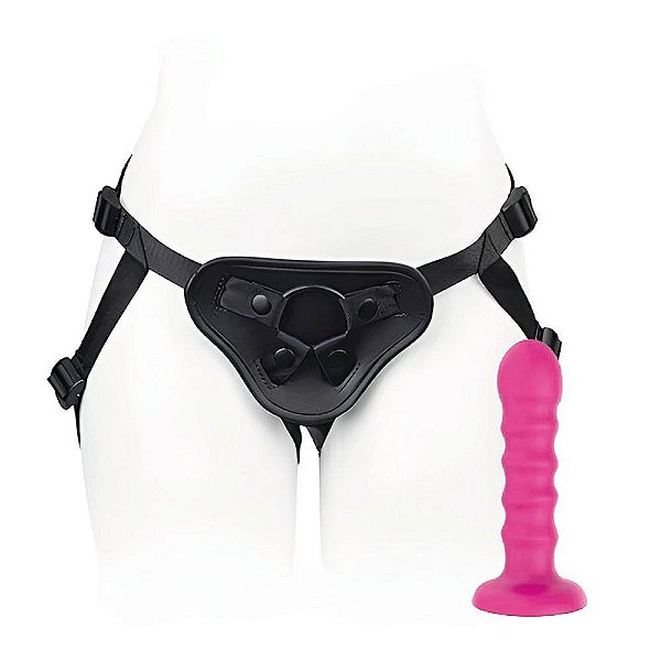 Cinta Strap On ajustável com plug escalonado pink 13x3cm