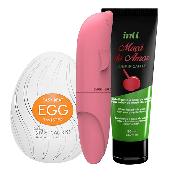 Kit Masturbador EGG, Vibro Golfinho e Gel Beijável.