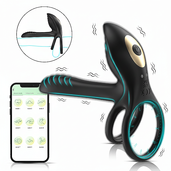 Anel Peniano Companheiro Recarregável com Estimulador Clitóris.