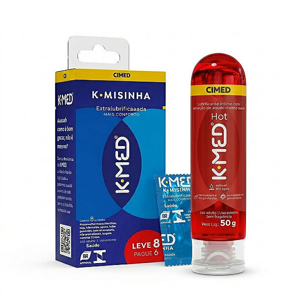 Kit K-Med Lubrificante K-Med Hot 50g + K-misinha Extra Lubrificada 8un