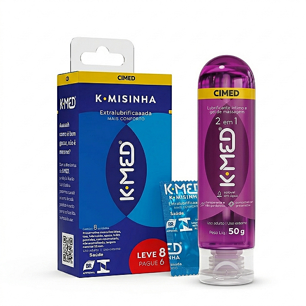 Kit K-Med Lubrificante K-Med 50g + K-misinha Extra Lubrificada 8un