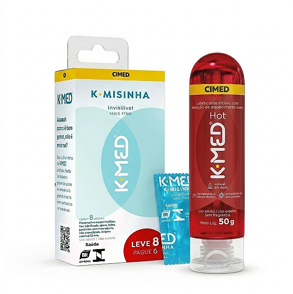 Kit K-Med Lubrificante K-Med Hot 50g + K-misinha Invisível 8un