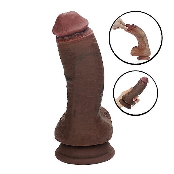 Pênis Realístico Curvado com Ventosa 20,7x5,3cm