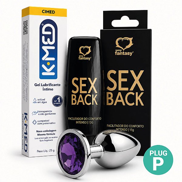 Kit anal completo: Sex Back Facilitador anal e Lubrificante K-med com Plug P