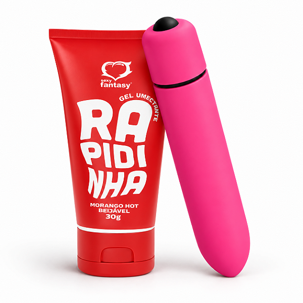 Vibro Bullet a pilha e Lubrificante Hot Morango 30g