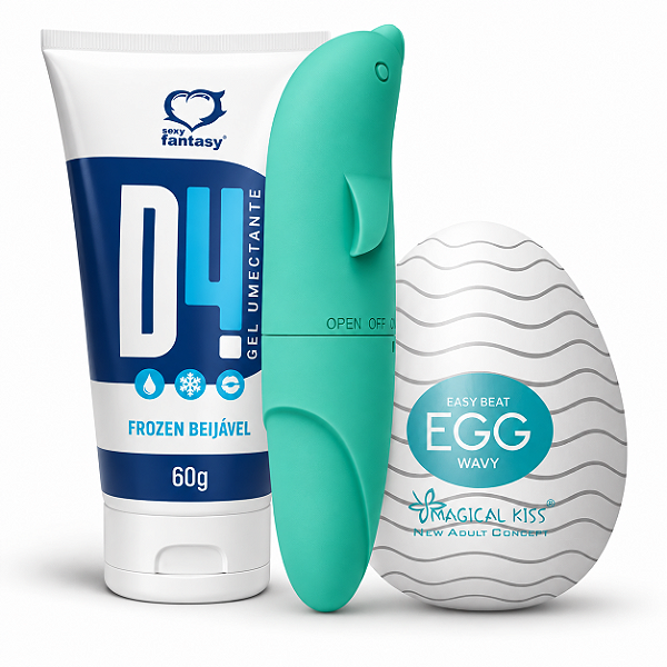 Kit Golfinho ABS com Masturbador EGG e Lubrificante Ice 60g