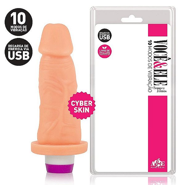 Prótese em CyberSkin recarregável 14,5x4cm