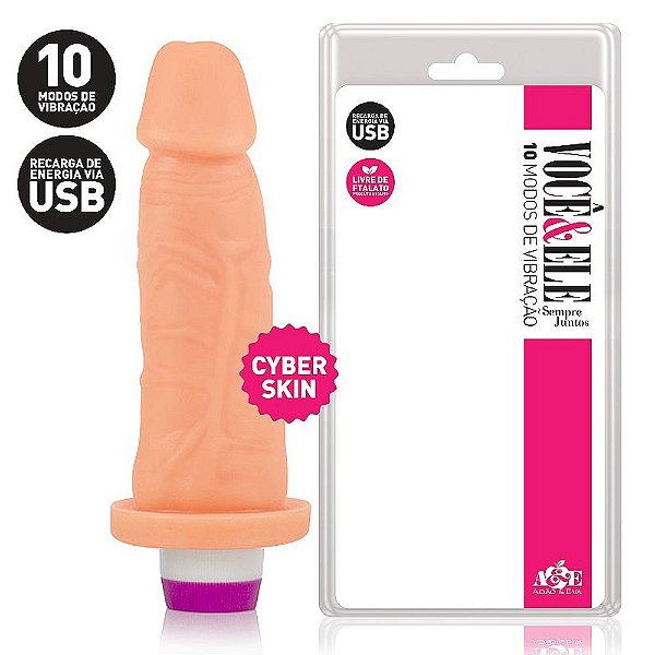 Prótese em CyberSkin recarregável 16x4cm