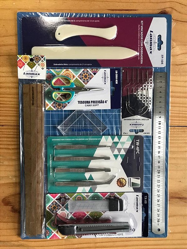 Kit de Encadernação Azul Moldes da Lê e Silhouetteiras Vip - com Kit de agulhas e gabarito de MDF