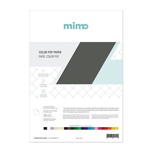 Papel Color Pop Cinza Lua Mimo - A4 - 180 gr - 25 unds