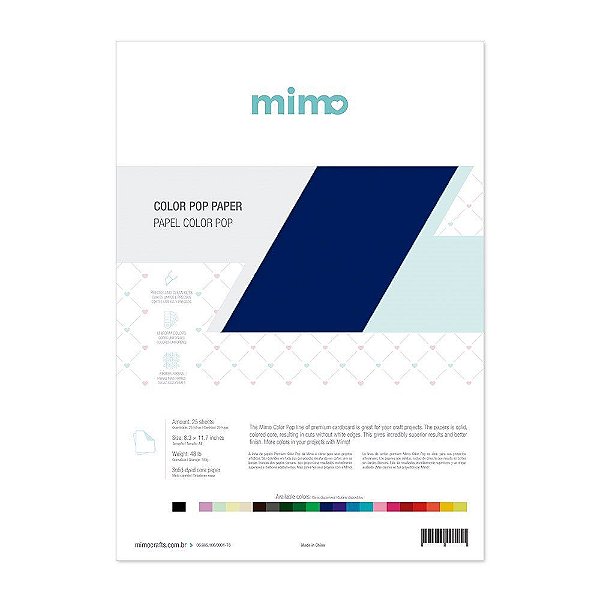 Papel Color Pop Azul Marinho Mimo - A4 - 180 gr - 25 unds