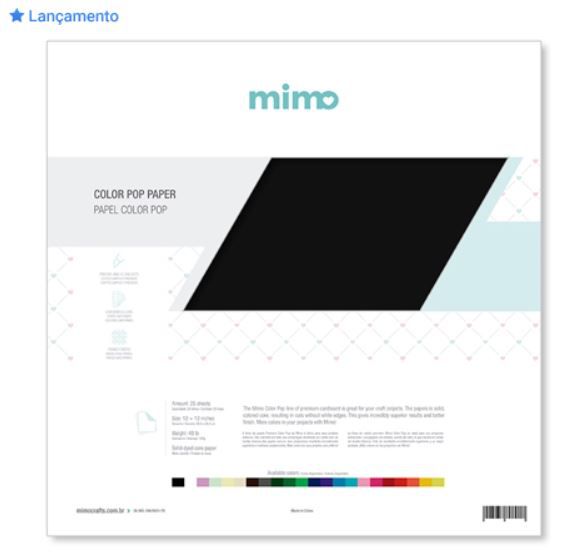 Papel Color Pop Preto Absoluto Mimo - 30,5 x 30,5 cm - 180 gr - 25 unds