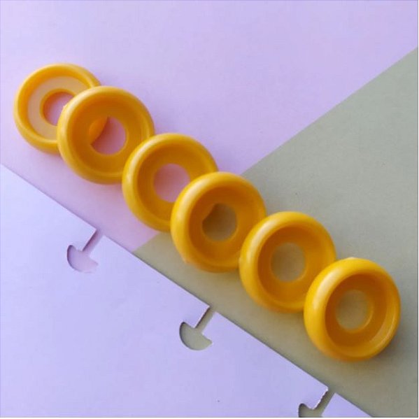 Disco para Encadernação Sistema Inteligente - Círculo - Amarelo Metalizado - tam. P 18 mm - pct c/6