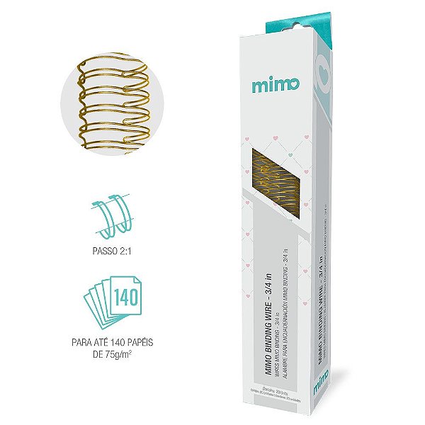 Wire-o - Dourado -  Mimo Binding - 3/4" - 20 Un