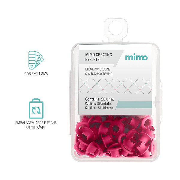 Ilhós Mimo Creating - Redondo - Rosa Pink - 4,5 mm - 50un