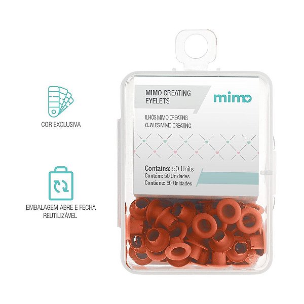 Ilhós Mimo Creating - Redondo - Laranja Puro - 4,5 mm - 50un