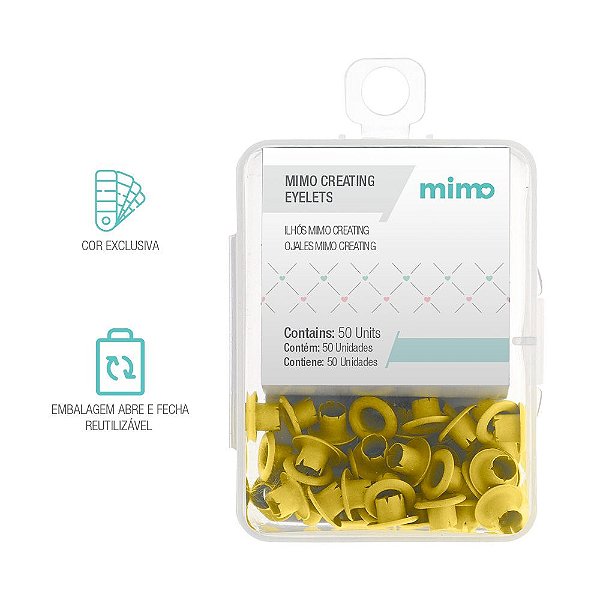 Ilhós Mimo Creating - Redondo - Amarelo Sol - 4,5 mm - 50un