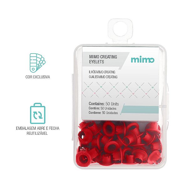 Ilhós Mimo Creating - Redondo - Vermelho Puro - 4,5 mm - 50un