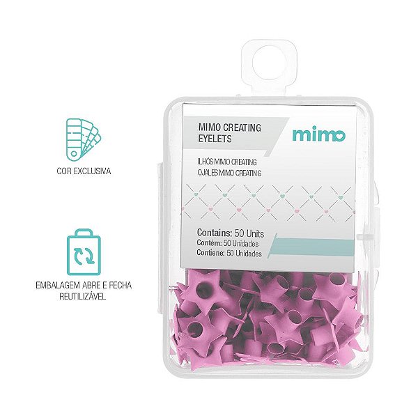 Ilhós Mimo Creating - Estrela - Rosa Candy - 4,5 mm - 50un