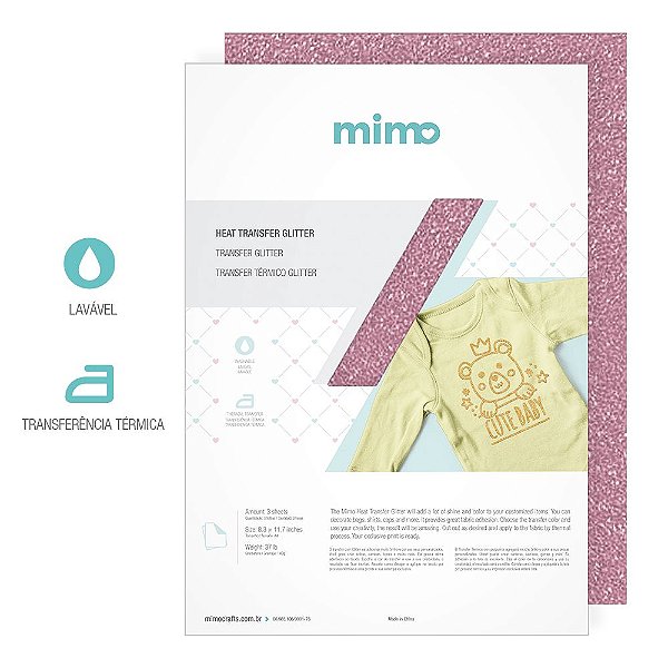Transfer Glitter Rosa - A4 - Mimo - 3 fls