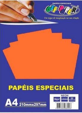 Papel Neon - Laranja Neon- Off Paper