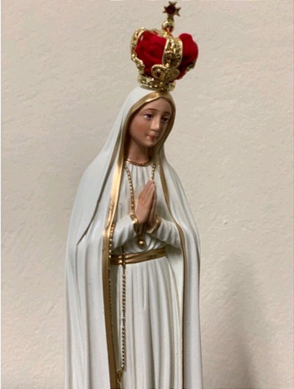 Imagem nossa senhora de  Fatima em resina 28 cm