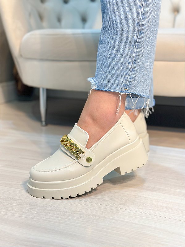 Mocassim Feminino Tayla Off-white