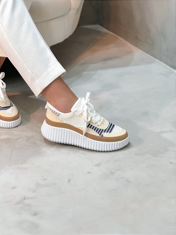 Tênis Feminino Luma Camel/branco