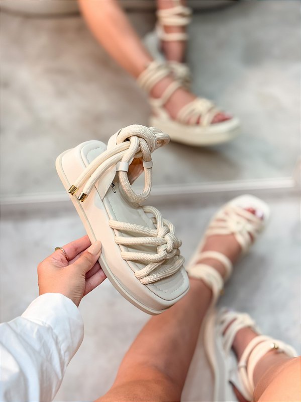 Flatform Feminina Cordas Trancoso Off-white