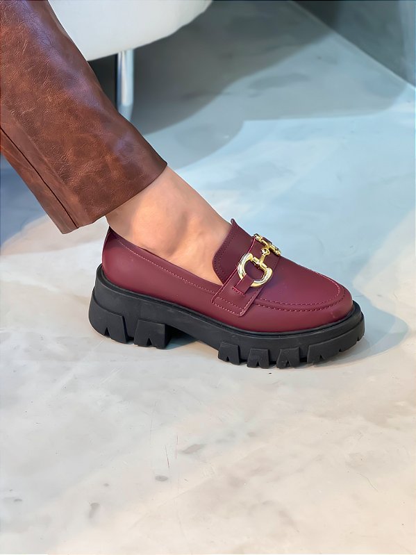 Mocassim Feminino tratorado Beca cherry