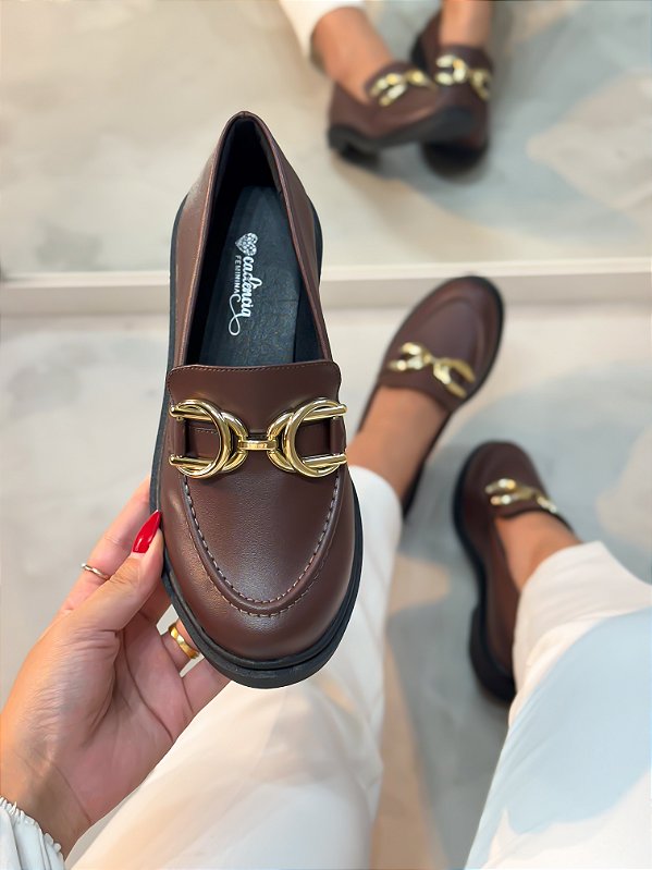 Mocassim Feminino Mona Marrom Café